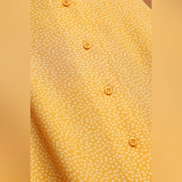 Lulus castana mustard yellow print button up dress size small - Picture 7 of 7